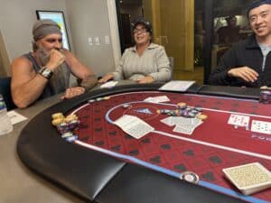 Steve and Sharon celebrate a rare win during the tag-team event, when luck was not on their side